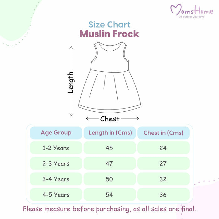 Organic Cotton Baby Girls Frock | Comfortable & Stylish Frock For Infant & Toddler Girls | Pack of 1