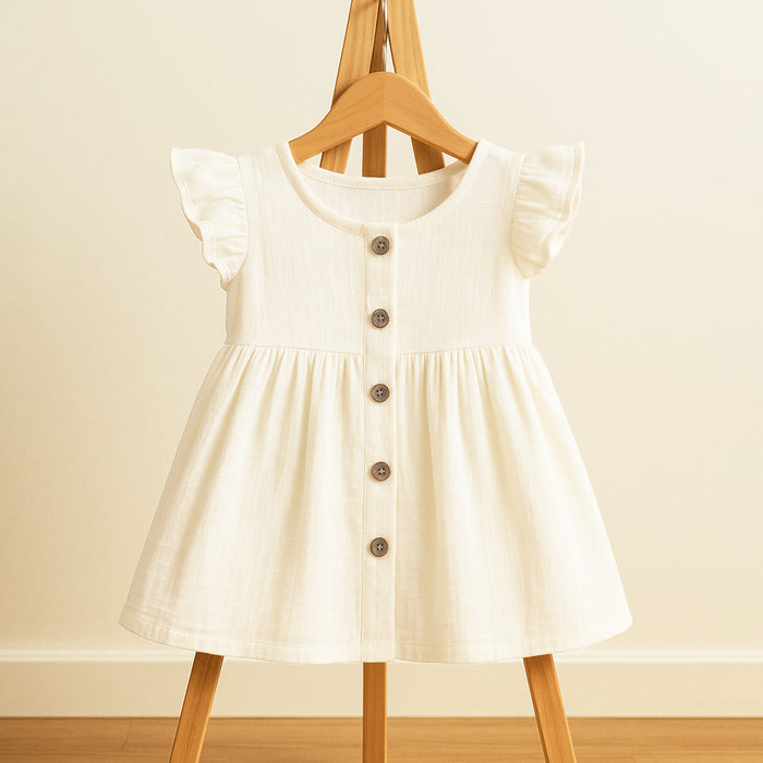 Organic Cotton Girls Frock | Comfortable & Stylish Ribbed Frock For Toddlers | Pack of 1