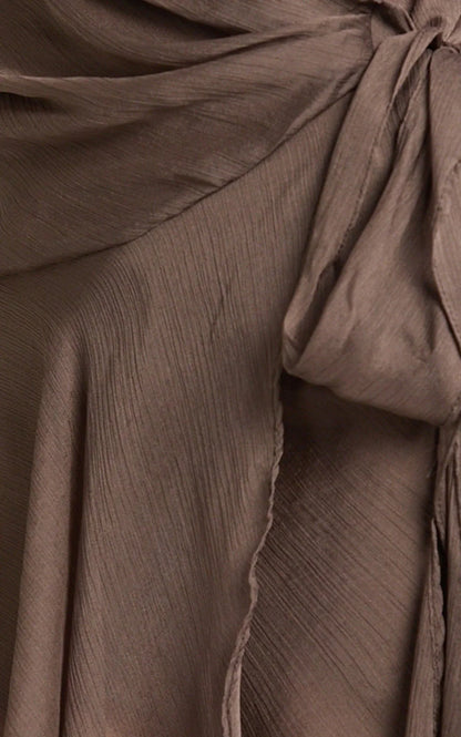 Lia Mini Dress - Wrap Around Dress in Chocolate