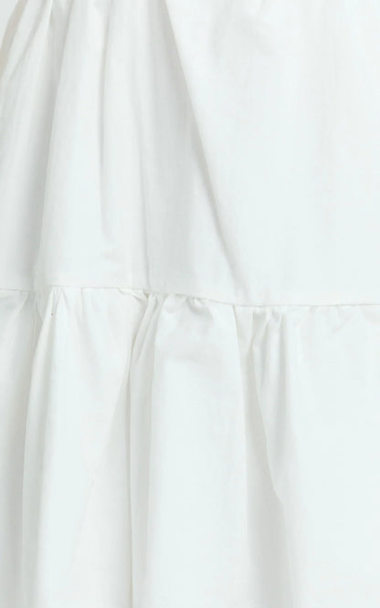 Miles Mini Dress - Ruffle Sleeve Tiered Dress in White