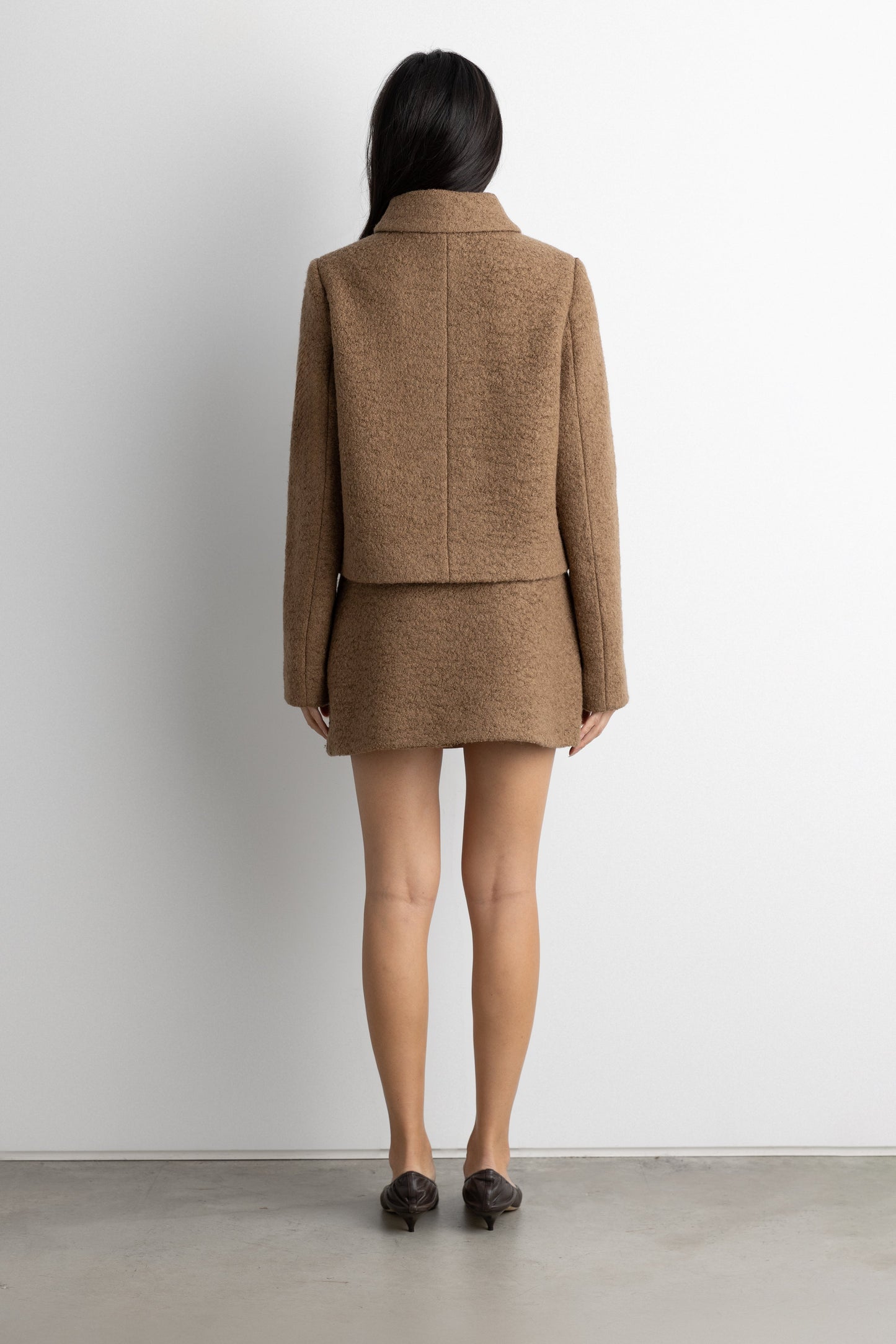 BOUCLE WOOL BLEND COLLARED JACKET