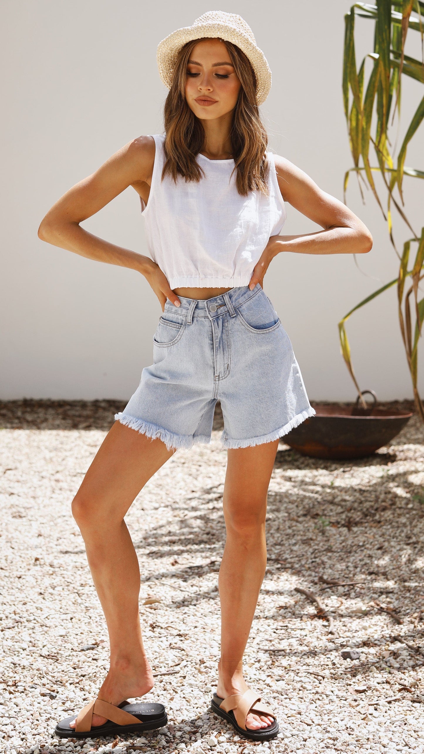 Aimee Linen Top - White
