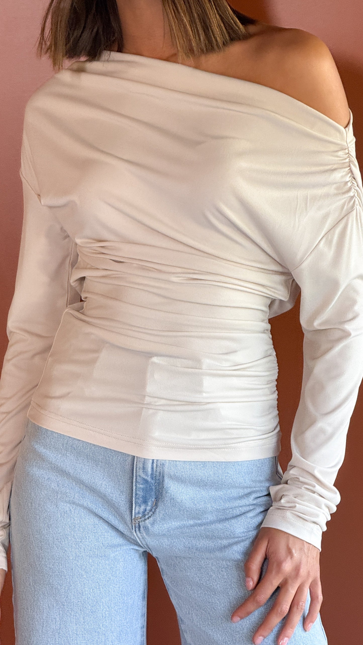 Sutton Long Sleeve Top - Taupe