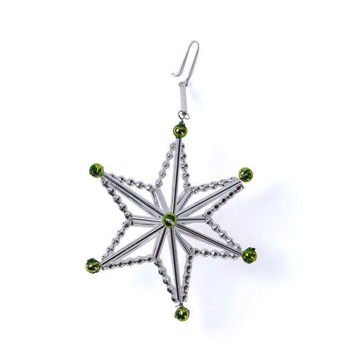 Star Ornament in Silver/Green