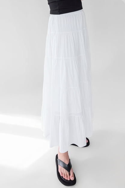 TIERED SKIRT WITH ELASTIC WAISTBAND