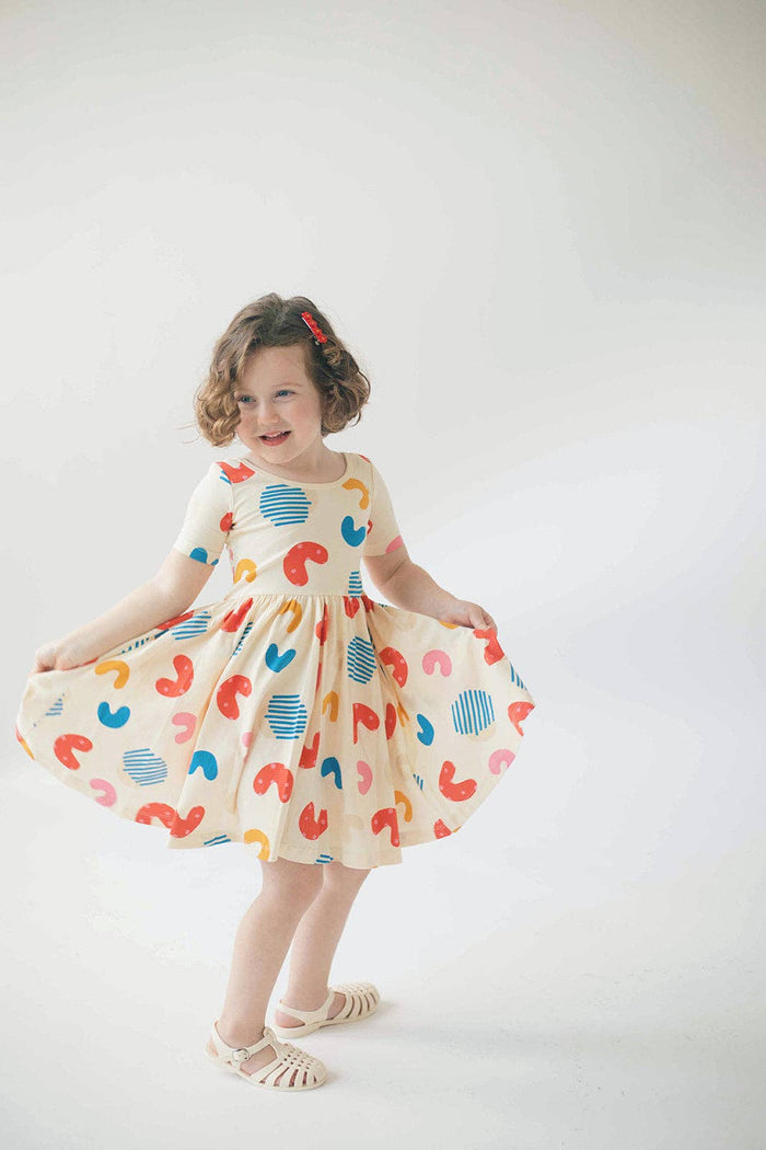 Good Apples Kids Short Sleeve Twirl Dress - Macaroni (Final Sale)