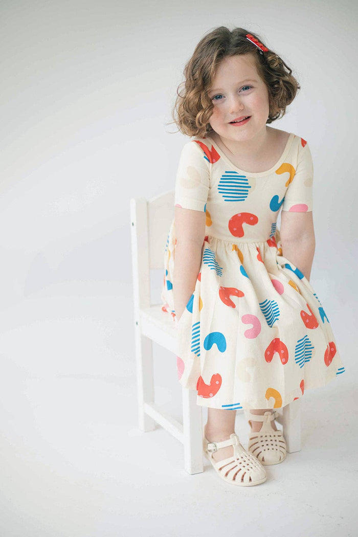 Good Apples Kids Short Sleeve Twirl Dress - Macaroni (Final Sale)