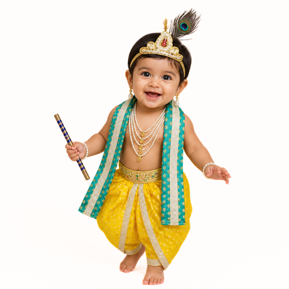 Krishna Dress for Baby Boy Kids Set of 10 Little Krishna Ji Kanha Janmasthmi Costume for Kids