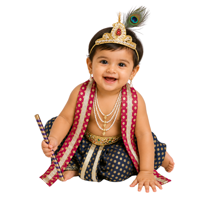 Krishna Dress for Baby Boy Kids Set of 10 Little Krishna Ji Kanha Janmasthmi Costume for Kids
