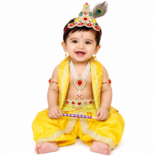 Krishna Dress for Baby Boy Kids Set of 10 Little Krishna Ji Kanha Janmasthmi Costume for Kids