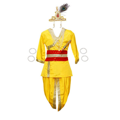 Krishna Dress for Baby Boy Kids Set of 10 Little Krishna Ji Kanha Janmasthmi Costume for Boys Kids (IMC20000-YYEELLOWW)
