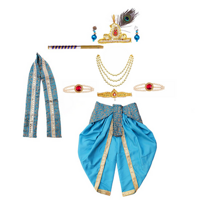 Krishna Dress for Baby Boy Kids Set of 10 Little Krishna Ji Kanha Janmasthmi Costume for Kids in Blue