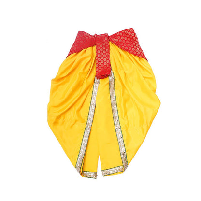Krishna Dress for Baby Boy Kids Set of 10 Little Krishna Ji Kanha Janmasthmi Costume for Kids Red and Yellow