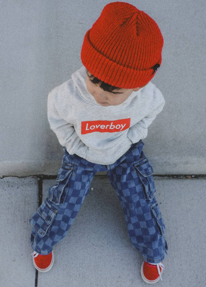 Little Trouble - Checkered Baggy Blue Jeans