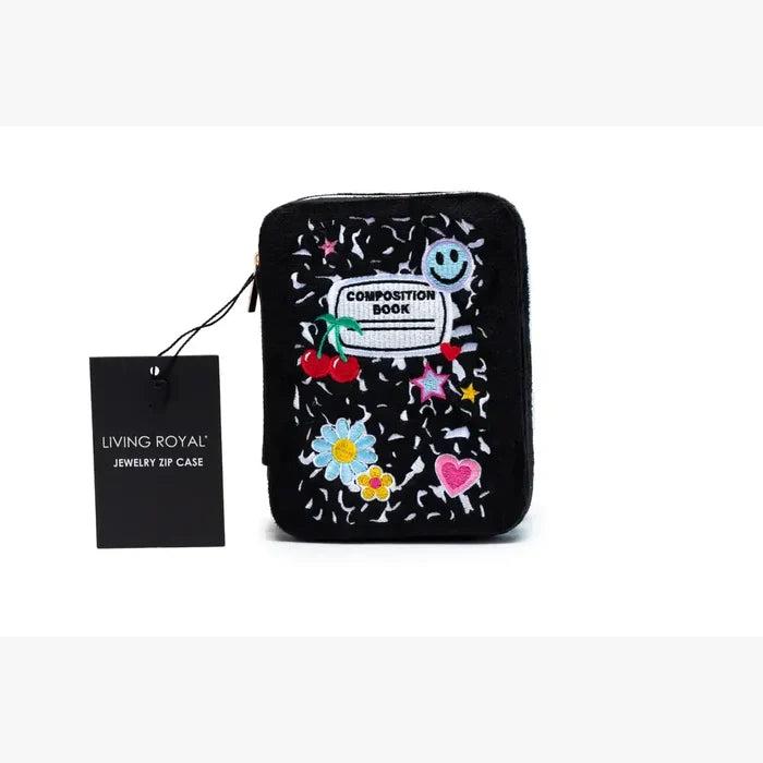 Living Royal Velvet Jewelry Zip Case - Composition Book