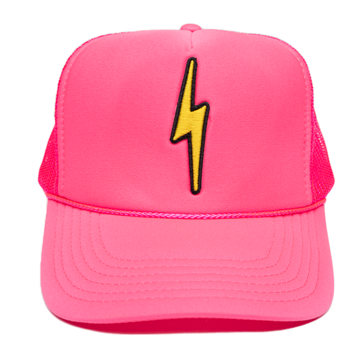 Local Beach Trucker Hat - Lightning Bolt (Neon Pink)