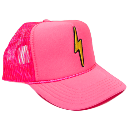 Local Beach Trucker Hat - Lightning Bolt (Neon Pink)