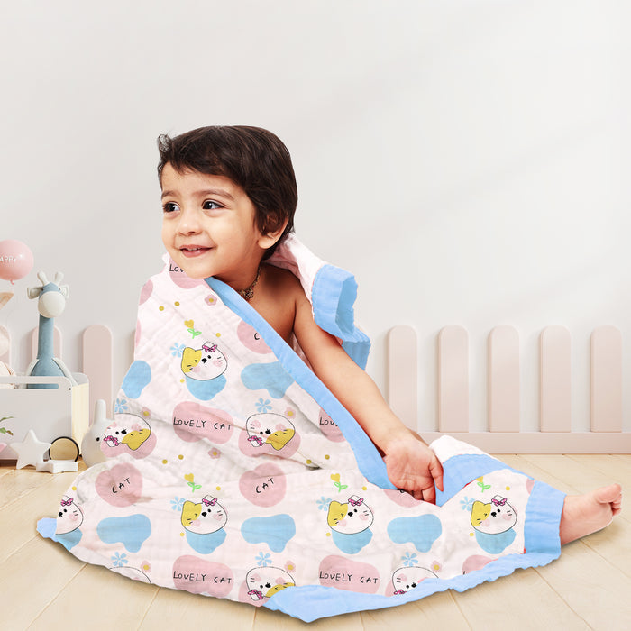 Organic Cotton 6 Layer Muslin Blanket | Super Soft Cotton Kids Blanket | 110X110 CM | 3-5 Years | Pack of 1