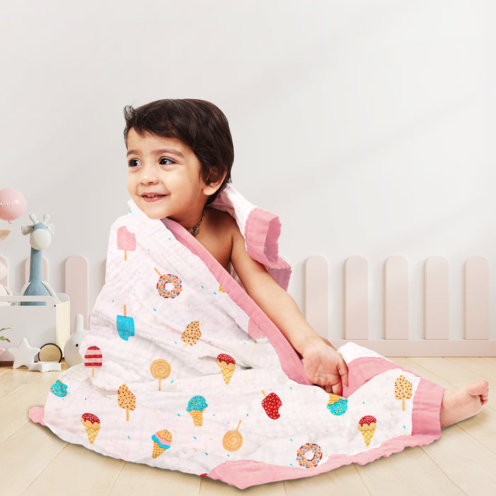 Organic Cotton 6 Layer Muslin Blanket | Super Soft Cotton Kids Blanket | 110X110 CM | 3-5 Years | Pack of 1