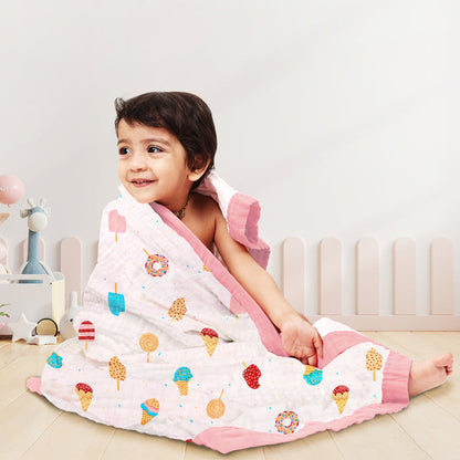 Organic Cotton 6 Layer Muslin Blanket | Super Soft Cotton Kids Blanket | 110X110 CM | 3-5 Years | Pack of 1