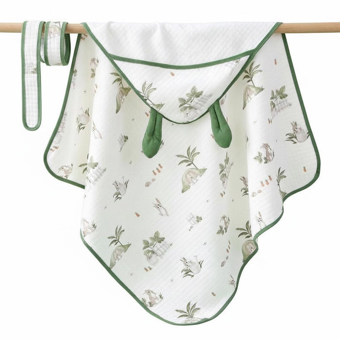 Organic Cotton Baby Hooded Bath Towel With Band | Super Soft & Quick Dry Newborn Towel | 0-18 Months
