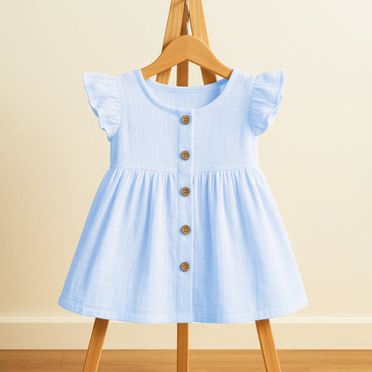Organic Cotton Girls Frock | Comfortable & Stylish Ribbed Frock For Toddlers | Pack of 1