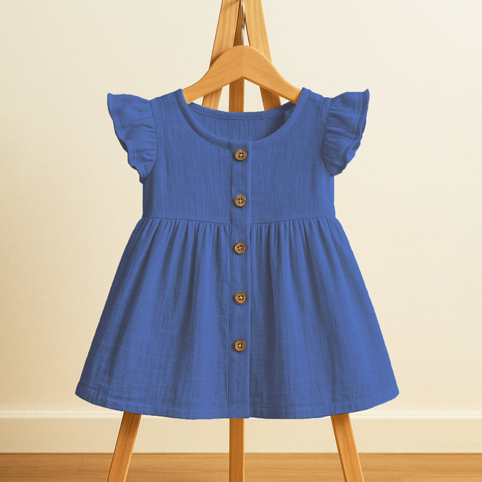Organic Cotton Girls Frock | Comfortable & Stylish Ribbed Frock For Toddlers | Pack of 1