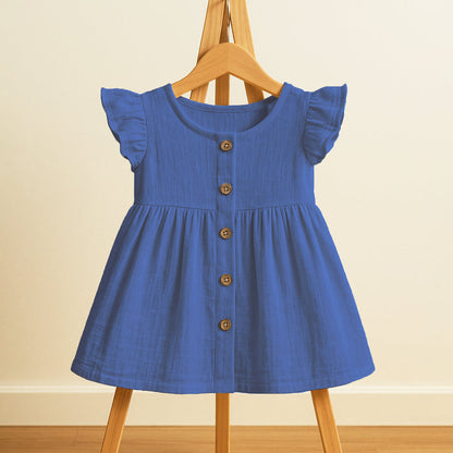 Organic Cotton Girls Frock | Comfortable & Stylish Ribbed Frock For Toddlers | Pack of 1