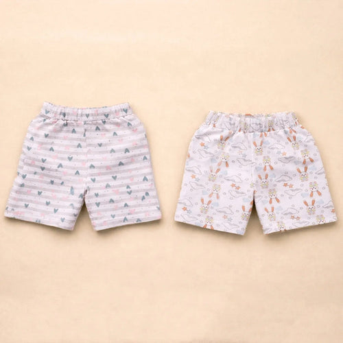 Organic Cotton Kids Shorts | Soft & Breathable Half Pants for Baby | Little Heart & Bunny | Pack of 2