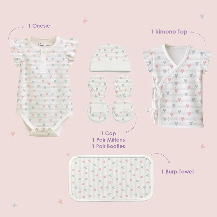 Organic Cotton Newborn Baby Clothing Set | Baby Shower Gift Hamper | 0-3 Months | Pack of 6