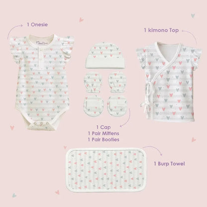 Organic Cotton Newborn Baby Clothing Set | Baby Shower Gift Hamper | 0-3 Months | Pack of 6