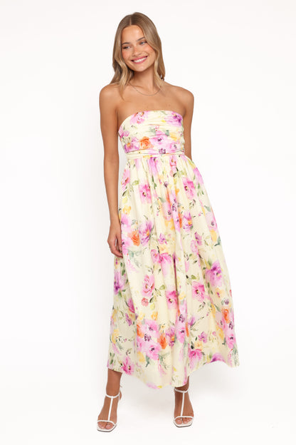 Kayt Strapless Dress - Yellow Petunia