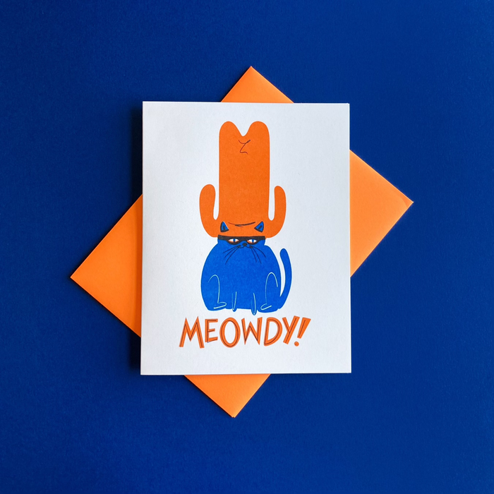 Pier Six Press Risograph Greeting Card - Meowdy Cat