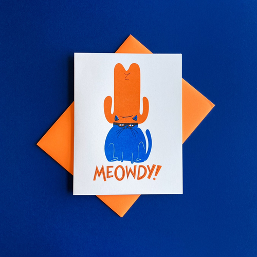 Pier Six Press Risograph Greeting Card - Meowdy Cat