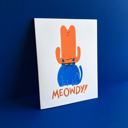 Pier Six Press Risograph Greeting Card - Meowdy Cat