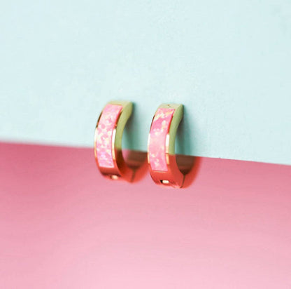 Pierced Co - Neon Pink Opal Huggies
