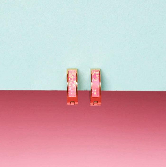 Pierced Co - Neon Pink Opal Huggies