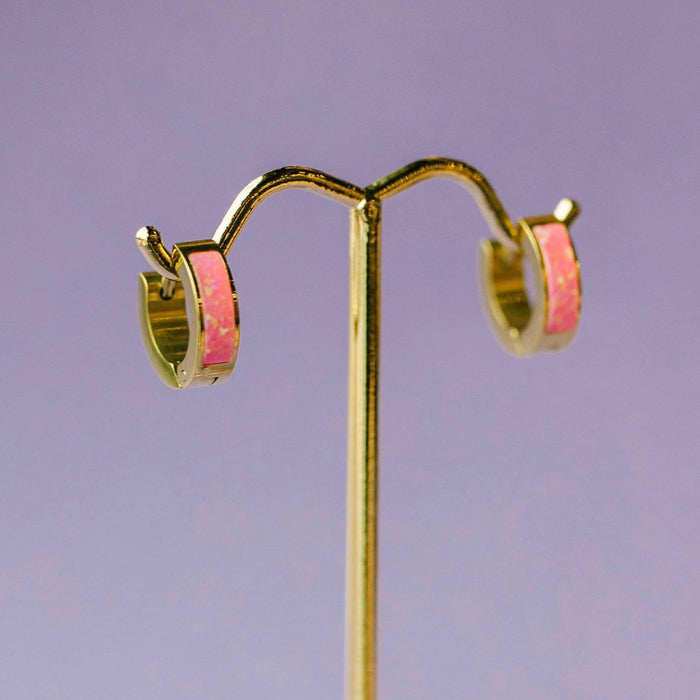 Pierced Co - Neon Pink Opal Huggies
