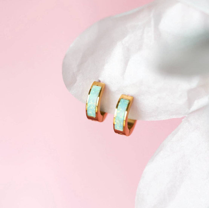 Pierced Co - Ocean Blue Opal Huggies