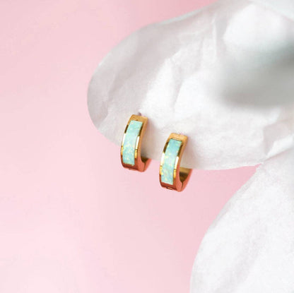 Pierced Co - Ocean Blue Opal Huggies