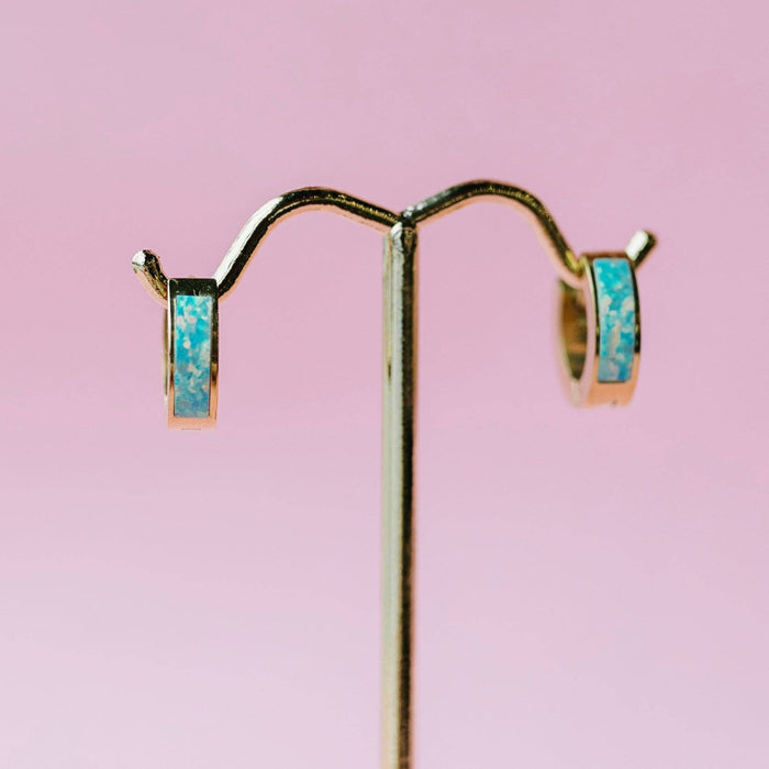 Pierced Co - Ocean Blue Opal Huggies