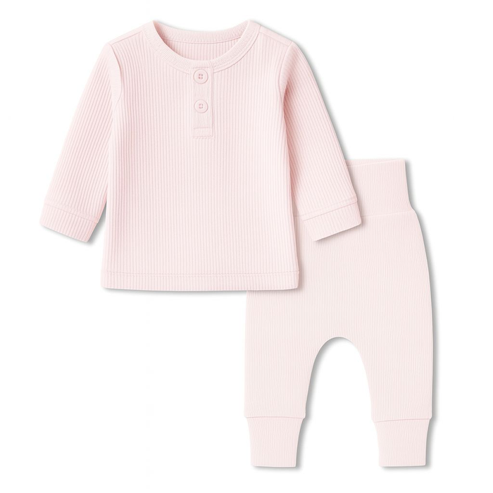 Ribbed Organic Cotton Co-ord Set For Newborn, Infant & Toddler Baby | Soft & Breathable Baby Outfit | Baby Dress | 0-12 Months