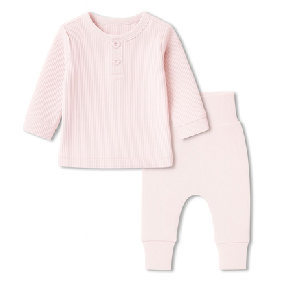 Ribbed Organic Cotton Co-ord Set For Newborn, Infant & Toddler Baby | Soft & Breathable Baby Outfit | Baby Dress | 0-12 Months