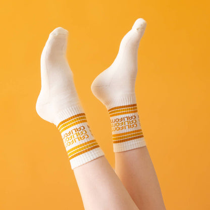 Sunshine Studios Ribbed Crew Socks - California Striped