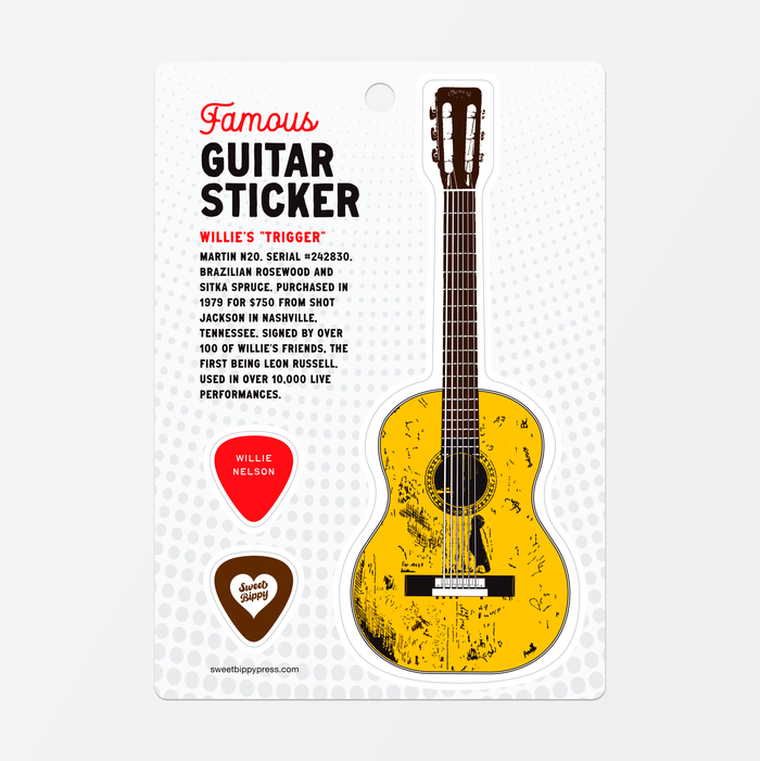 Sweet Bippy Press - Guitar Sticker Sheet - Willie Nelson