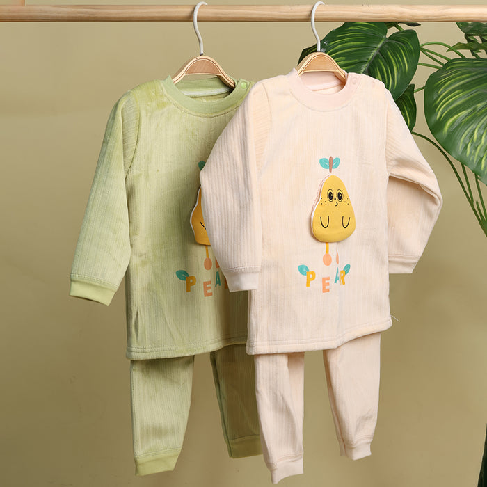 Winter Warm Full Sleeve Co-ord Sets For Baby | Cotton Baby Clothing Set | Pear | Set of 1
