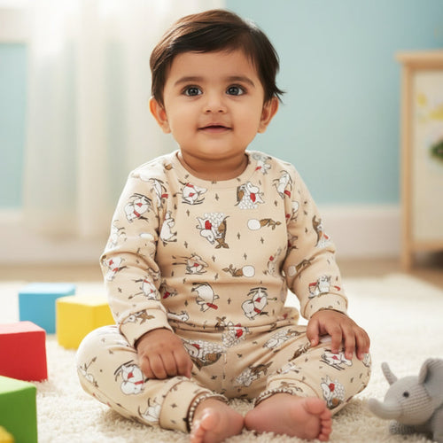 Winter Warm Full Sleeve Co-ord Sets For Baby | Soft & Breathable Organic Cotton Baby Outfit | Baby Dress | 1-3 Years | Polar Bear | Set of 1
