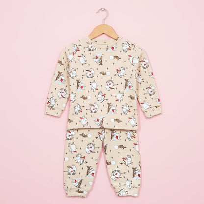 Winter Warm Full Sleeve Co-ord Sets For Baby | Soft & Breathable Organic Cotton Baby Outfit | Baby Dress | 1-3 Years | Polar Bear | Set of 1