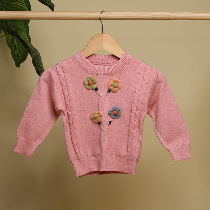 Winter Warm Woollen Full Sleeve Sweater For Baby | Flower | Pack of 1