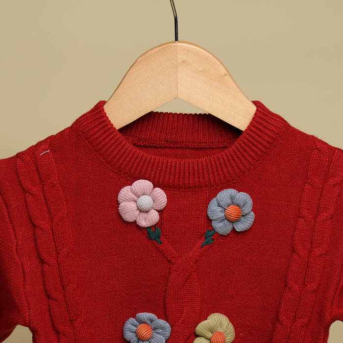 Winter Warm Woollen Full Sleeve Sweater For Baby | Flower | Pack of 1